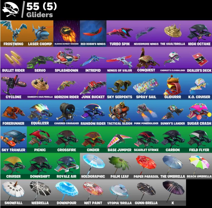 F885 The Reaper, Elite Agent, Omega Stage 5, Rogue Agent, Carbide Armor Stage 5, Blackheart Stage 8, 54 Skins, 1050 VB (G)